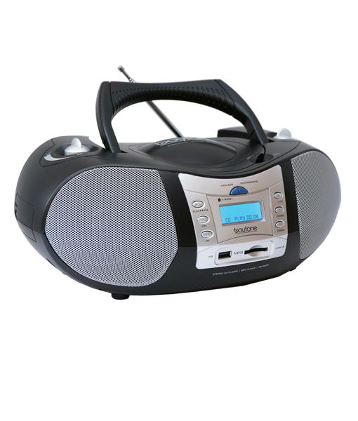 Boytone BT-32W, tocadiscos Bluetooth, radio AM/FM, cassette, reproductor de  CD, 2 altavoces incorporados, capacidad de convertir vinilo, radio
