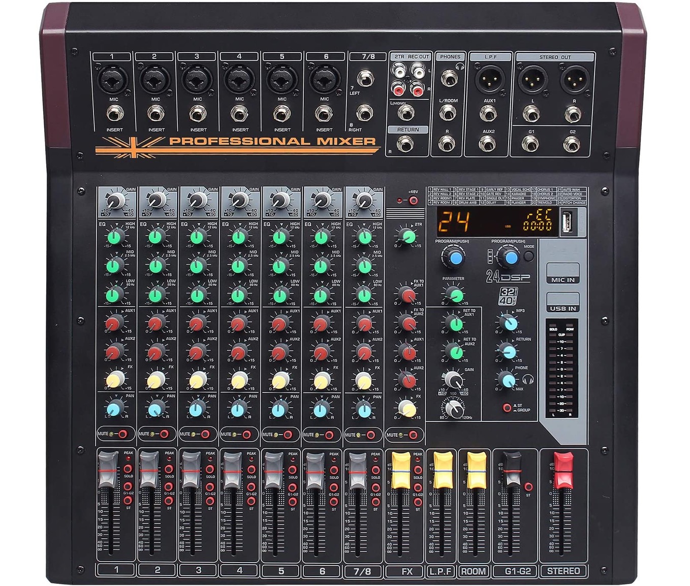 スタイリッシュシンプル Boytone BT-80MX 8-Channel Bluetooth Audio Mixer DJ Sound  Controller, Band EQ, 16 DSP Effects, USB