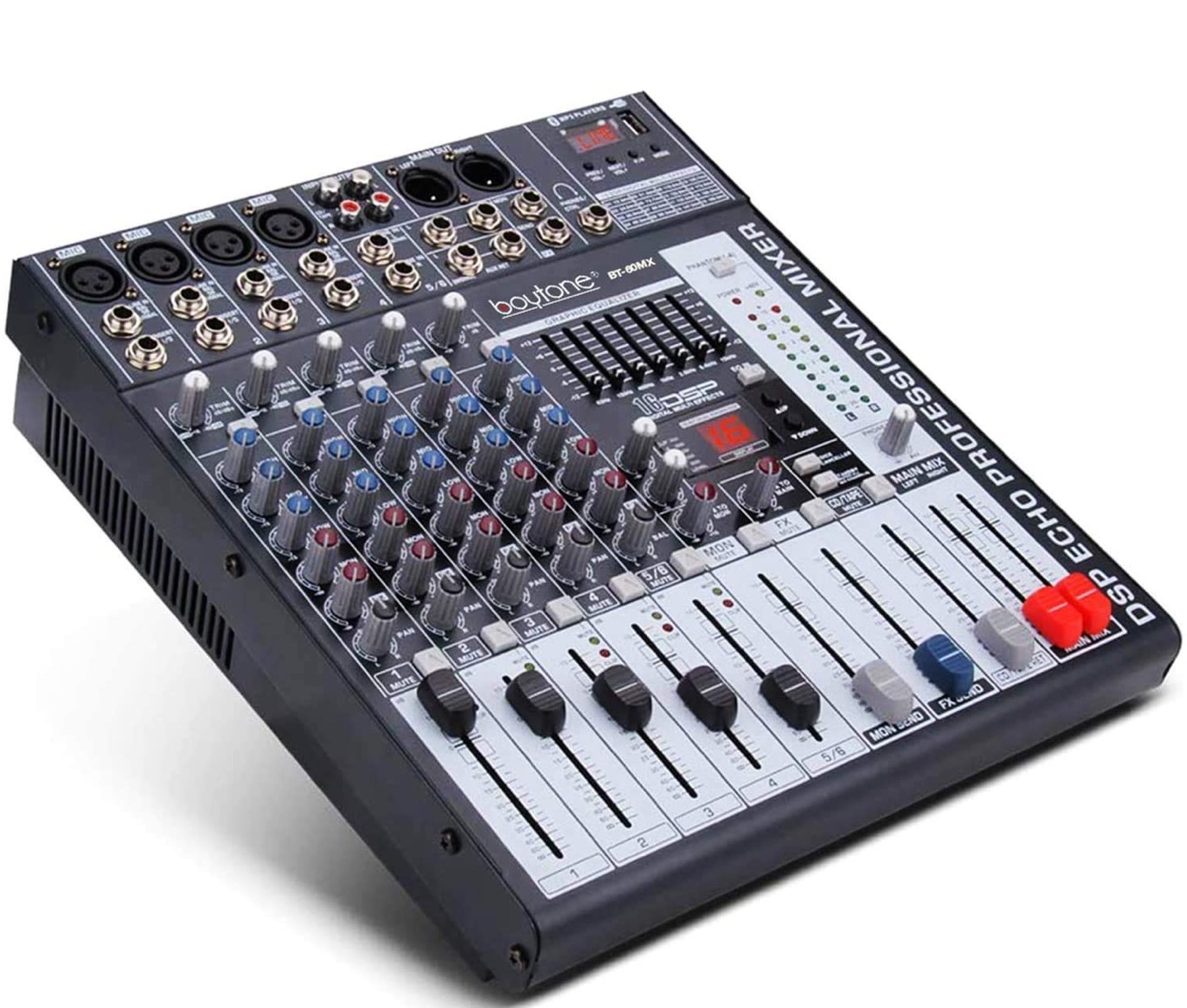 6-Channel Audio Mixer DJ Controller 7 Band EQ, 16 DSP Effects & USB
