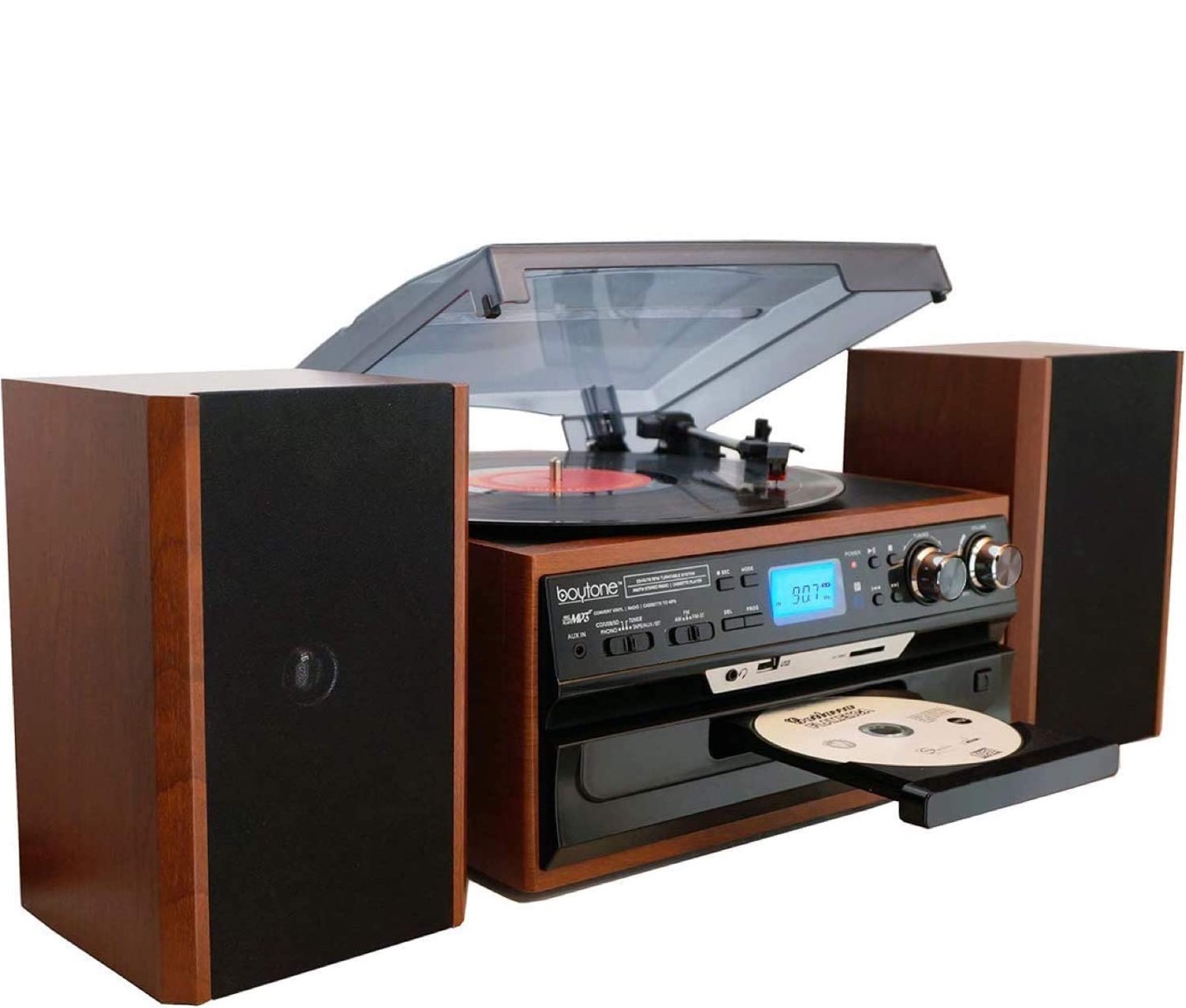 BT-24MB Mahogany-Black Wireless Connection Turntable System
