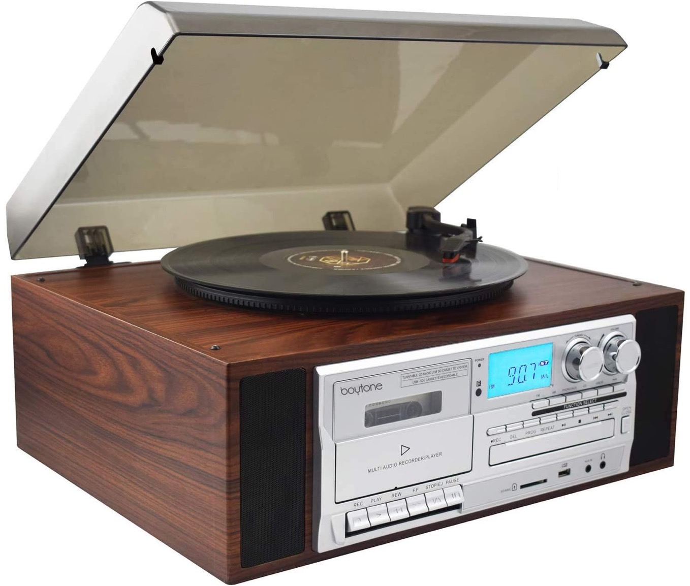 BT-38SM Mahogany Classic Wireless Connection Turntable System