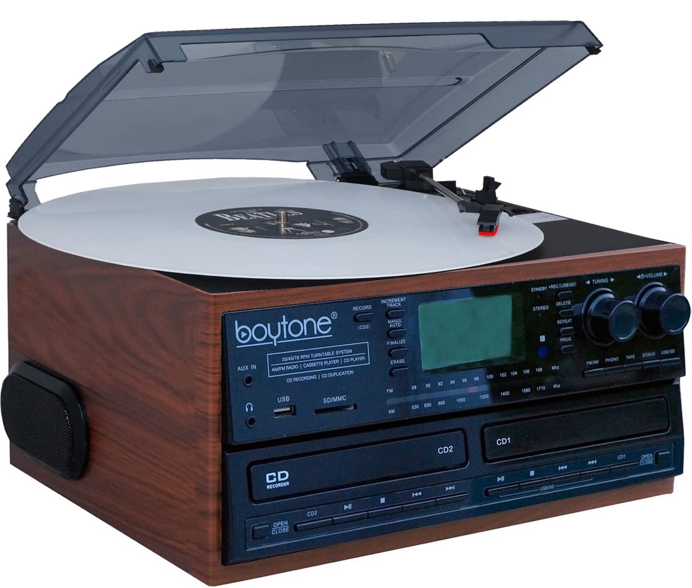 BT-29MB Boytone Dual CD Player Recorder Home Turntable System