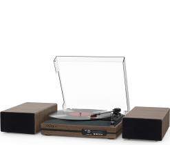 BT-112W Vintage Wireless Dual Speaker Turntable System - Walnut