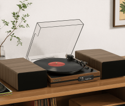 Alternative view of BT-112W Vintage Wireless Dual Speaker Turntable System - Walnut